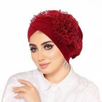 6 Couleurs Hijab Musulman Islamique, Bandana, Turban, Foulard, Bonnets et Couvre-chefs pour Femmes avec Dentelle et Motifs Floraux, Accessoires Capillaires
