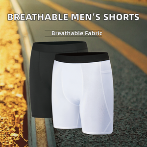 Pantalones Cortos de Compresión Deportivos para Hombre, Transpirables, Tejidos, con Bolsillo Medio, de Spandex/Poliéster, Elásticos, de Secado Rápido - Product Image 2