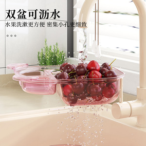 Household Food Storage <b>Box</b> Double Layer Divided Rectangle For Fruits Vegetables Nuts <b>Party</b> Use Transparent Pink Blue - Product Image 2