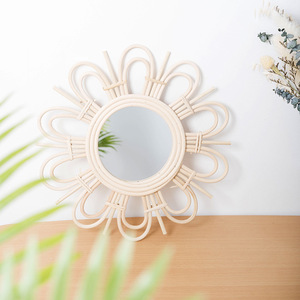 Handmade Round Woven <b>Mirror</b> Wall Decoration <b>Hanging</b> <b>Mirror</b> For Living Room Entrance Home Decor - Product Image 1