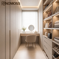 Armoire dressing moderne et minimaliste pour chambre à coucher avec étagères modulaires, tiroirs, tringles de suspension et bandes LED OEM