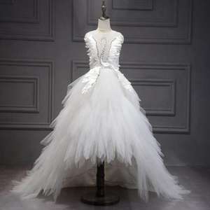 Robe de princesse d'été 2020 pour fille, longue traîne, costume de cygne, robe d'anniversaire pour enfant, robes de demoiselle d'honneur - Product Image 2