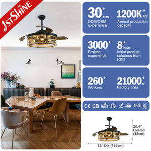 พัดลมเพดาน 1stshine ขนาด 52 นิ้ว ลมแรง ใบพัดซ่อน พร้อมหลอดไฟ พัดลมเพดานแบบยืดหดได้ พร้อมรีโมท - Product Image 3