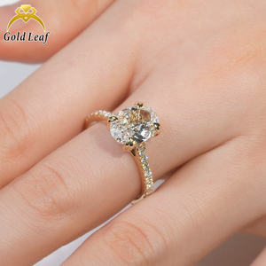 Anillo de Compromiso de Oro de 10K, 14K y 18K con Diamante Cultivado en Laboratorio DEF CVD HPHT de 0.3CT a 2.5CT, Corte Ovalado, Certificado IGI, para Mujer - Product Image 6