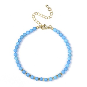Cliobeads 4mm Amazonite Moonstone Round Small Beads <strong>Bracelet</strong> Brass Clasp <strong>Gem</strong> <strong>Stone</strong> Bead <strong>Bracelet</strong> - Product Image 2