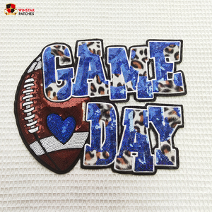 2025年新作 カスタム タイガー柄 サッカー スパンコール シェニール ゲームデー 大きめ グリッター 刺繍 アイロン接着 ワッペン 衣類用 - Product Image 2