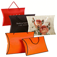 Boîte d'emballage en gros personnalisée avec logo imprimé pour foulards en soie, sacs à main et sous-vêtements, modèle boîte oreiller orange
