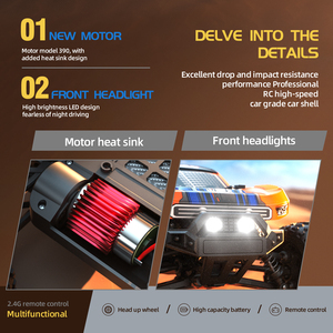 Voiture télécommandée haute élasticité résistante aux chocs - Monster Truck 4x4 brossé 1:14, moteur magnétique à couple élevé RS390, télécommande 2.4G - Product Image 3