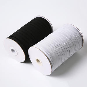Vente en gros de bande élastique plate en polyester noir blanc de 3mm à 12mm pour accessoires de vêtement - Product Image 1