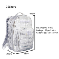 Sac à dos tactique camouflage blanc 25L Sac à dos camouflage extérieur Sac à dos de voyage scolaire avec compartiment pour ordinateur portable