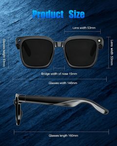 Smarte Brillenkamera 800W KI ChatGPT Übersetzung Sprachsteuerung HD-Aufnahme Sonnenbrille Anti-Blaulicht Magnetisches Aufladen - Product Image 2