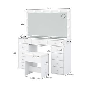 <span class=keywords><strong>Coiffeuse</strong></span> <span class=keywords><strong>Vasagle</strong></span> à 11 tiroirs, style moderne, multifonction, avec miroir éclairé - Product Image 4