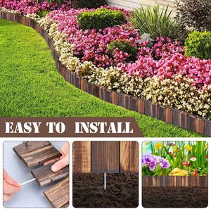 Bordure <span class=keywords><strong>de</strong></span> jardin en bois Bordure <span class=keywords><strong>de</strong></span> paysage en bois avec gants Barrière <span class=keywords><strong>de</strong></span> mauvaises herbes pour pelouse décorative Patio Allée Chemin Clôtures d'arbres - Product Image 5