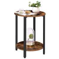 Table d'appoint moderne aspect bois, table de chevet pour canapé, avec double étagère de rangement, idéale pour petits espaces, salon et chambre