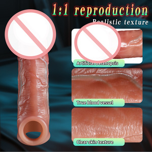 Neues Hochfestes Flüssigsilikon Simuliertes Penis-Kondom Wolfzahn-Typ Verdicktes Desensibilisierendes Verzögerndes Männliches Prothesen-Gleitmittel - Product Image 2