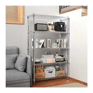 Estantería de Alambre Cromado de Grado Comercial con Ruedas, Estante de Almacenamiento Ajustable de 4 Niveles <span class=keywords><strong>para</strong></span> Almacén Industrial - Product Image 5