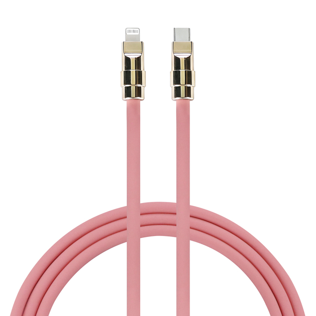 New Model USB C to Lightning Silicone Golden Copper Connector USB Cable 0.5m 1m 2m Customized Colors for Ipad Iphone Plus PD27w