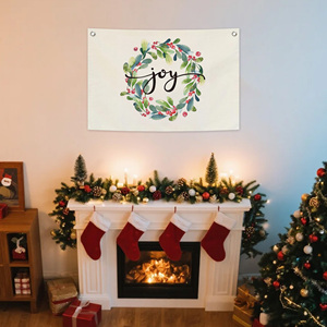 2.5x1.6FT Merry Christmas <b>Canvas</b> Door Flag with Copper Buckles | Indoor Outdoor Holiday <b>Wall</b> Decoration - Product Image 5