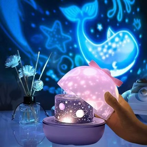 Starry Sky Projector Night <b>Light</b> Moon Shape Bluetooth Colorful LED For Bedroom Children Gift - Product Image 1