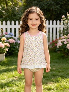 GBO0495 rts Sin Pedido Mínimo Conjunto de Ropa Casual para Niña Pequeña, Lazos Blancos y Rosas, Bordado 'Mama's Girl', Pantalones Cortos, Venta al Por Mayor para Niños - Product Image 5