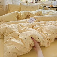 Fil double couche Super Soft Class a Grade 4pcs Set de draps doux pour la peau Suite Small Fresh Bedding Set