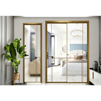 Porte coulissante en verre, cadre en alliage titane-magnésium, double vitrage trempé, étanche, antivol, chambre, appartement, extérieur