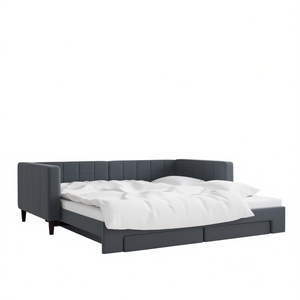 Divano letto grigio scuro 39,4x74,8 pollici con letto estraibile, moderno in pelle PU, dimensioni speciali, mobili per camera da letto - Product Image 1