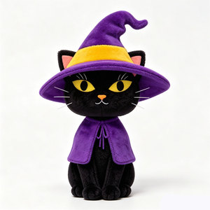 Peluche personnalisée de <span class=keywords><strong>chat</strong></span> sorcière pour Halloween, OEM ODM, adorable <span class=keywords><strong>chat</strong></span> <span class=keywords><strong>noir</strong></span> avec chapeau et cape de sorcière, animal en peluche pour décoration de fête - Product Image 3