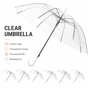 Parapluie automatique transparent à double protection soleil et pluie, long manche, avec logo personnalisé, idéal comme cadeau promotionnel - Product Image 1