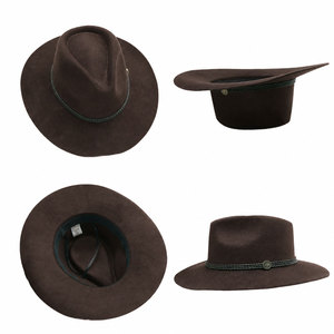 New Trend Custom Logo <b>Wool</b> Felt <b>Hats</b> Wide Brim Western <b>Mens</b> Fedora Cowboy Cowgirl 100% <b>Wool</b> Felt <b>Hat</b> With Custom Belt for Unisex - Product Image 2