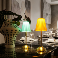 Lampe de table moderne à abat-jour plissé en PP, sans fil, rechargeable, avec variateur tactile Type-C, pour salle à manger, café, chevet, lumière d'ambiance LED
