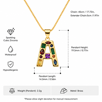 Pendentifs 26 lettres anglaises en laiton incrusté de zircon, accessoires de bijoux DIY, pendentif lettre A doré tendance Caibao pour collier
