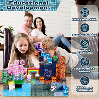 Blocs de Construction et Tuiles Magnétiques en Plastique, Jouets Éducatifs Sensoriels d'Architecture et STEM pour Cadeaux d'Anniversaire d'Enfants