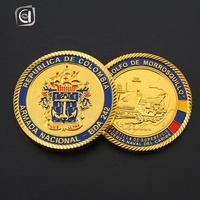 Pièce commémorative personnalisée de la Colombie en émail avec logo 3D en métal doré tendance populaire