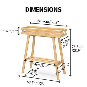Bamboohomie support de plante en bambou intérieur 2 niveaux plante <span class=keywords><strong>Table</strong></span> pour fenêtre intérieure grande plante banc étagère porte-Pot de fleur - Product Image 2