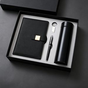 Promo Wholesale Business Luxury <b>A5</b> <b>Diary</b> Bottle Set Customizable Gray Leather <b>A5</b> Notebook Gift Set With Pen, Thermal Mug and USB - Product Image 5