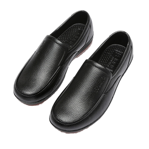 Chaussures de chef pour hommes en cuir imperméable avec semelle extérieure antidérapante en EVA pour restaurant et cuisine - Product Image 1