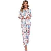Livraison Gratuite – Nouveauté Été : Ensemble Pyjama 2 Pièces Bleu Imprimé avec Short, Col Revers et Boutons, Taille Élastique – Doux et Adorable