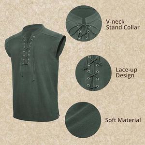 Camisas medievales sin mangas para <span class=keywords><strong>hombre</strong></span>, camiseta de pirata con cordones, disfraz Vikingo, chaleco gótico victoriano, <span class=keywords><strong>ropa</strong></span> renacentista, <span class=keywords><strong>ropa</strong></span> Steampunk - Product Image 3