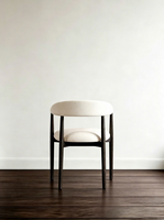 Fauteuil de salle à manger personnalisé en bois massif, éco-responsable et durable, style campagnard américain moderne, en chêne blanc et tissu en lin, pour la maison, le bureau ou l'hôtel