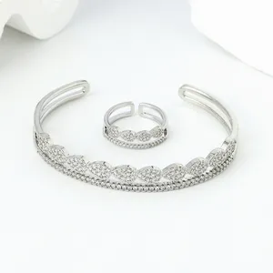 Hot Selling Fashion Girls Party Sieraden 14K Verguld Messing Sieraden Armbanden Met Ringen Sets