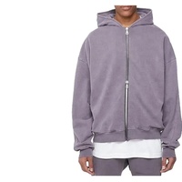 Vente en gros de sweats à capuche surdimensionnés vintage en coton 100% de haute qualité, 460 grammes, avec logo personnalisé, fermeture éclair, effet délavé à l'acide