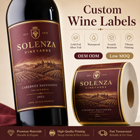 Etiquetas Personalizadas Premium para Botellas de Alcohol, Champán, Vino y Whisky, Pegatinas de Lámina Dorada Personalizadas para Embalaje de Lujo y Envoltura de Regalos