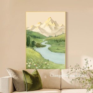 ภาพวาดสีน้ำมันบนผ้าใบติดกรอบ ภาพวิวทิวทัศน์ กรอบสีดำ อะลูมิเนียมอัลลอยด์ งานแฮนด์เมด สำหรับตกแต่งห้องนั่งเล่น - Product Image 2
