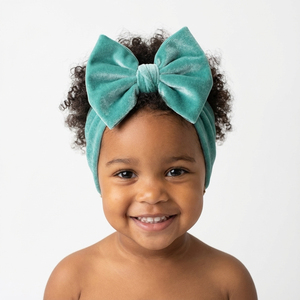 Nuova Fascia per Capelli per Bambina con Fiocco Oversize, Carina e alla Moda, in Velluto Dorato, Elastica 18cm, Vendita Calda - Product Image 3