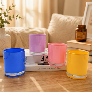 <span class=keywords><strong>Pot</strong></span> à bougie en <span class=keywords><strong>verre</strong></span> vide et coloré 500 ml, porte-bougie de luxe, impression de logo personnalisée pour bougie parfumée, emballage cadeau de mariage - Product Image 1