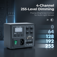 Controlador de Luz de Visión Artificial Digital de 4 Canales con 255 Niveles de Atenuación, Disparador RS232 y Estroboscópico para Inspección de Defectos en PCB y Semiconductores (AOI)