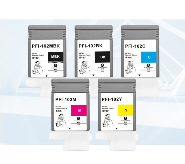 Aomya Compatible Cartridge with Chip for PFI-102/IPF510 130ML Pigment/Dye for for Car and Office Use