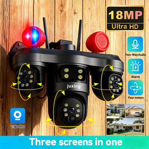 Cámara de Seguridad Exterior IP66 IP con Detección de Movimiento, Visión Nocturna, Rotación de 360 Grados, Conectividad WiFi, Pantalla y Triple Lente de 18MP 3PTZ - Product Image 1