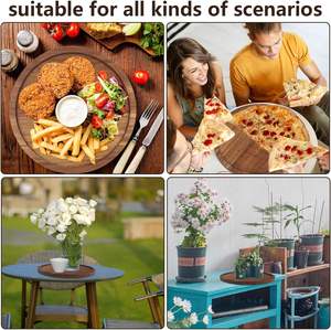 Plateau de service en bois, grand plateau rond de 30 cm, plateau décoratif en bois d'acacia, plateau de service en bois, assiette de service en bois - Product Image 4